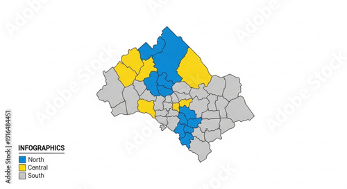 Color coded regional map for business presentations