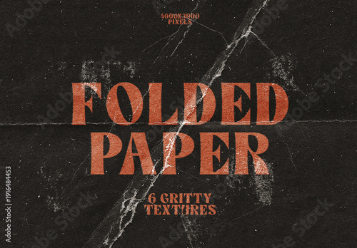 6 Gritty Folded Paper Textures. Old Film Image Scan Overlay
