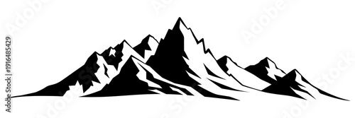 Silhouette mountain range isolated on white background, vector design