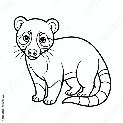A detailed line drawing of a ferret sitting in a relaxed position with a playful expression. isolated on white background, Vector, illustration