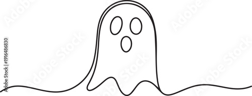 Halloween ghost icon continuous. one line Art icon drawing vector