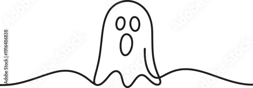 Halloween ghost icon continuous. one line Art icon drawing vector