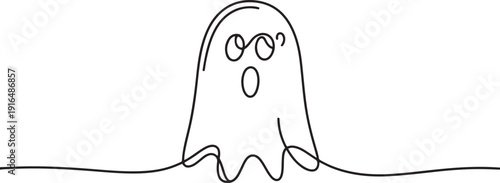 Halloween ghost icon continuous. one line Art icon drawing vector