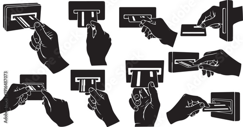 Hands holding and using squeegees in various positions and angles