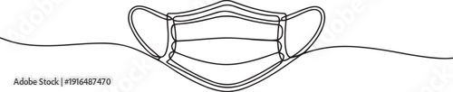 Medical face mask one line drawing minimalist. one line Art icon drawing vector