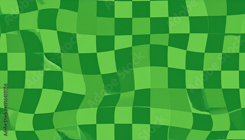 Abstract Green Wavy Checkerboard Seamless Pattern Background