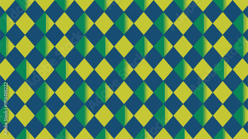 Geometric pattern of blue green and yellow diamond shapes