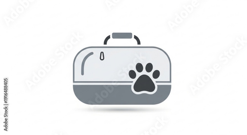 Pet first aid kit icon with paw print and handle on white background for veterinary care and animal safety