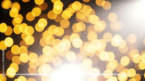 Golden bokeh lights on dark background with bright white light golden lights bright light blurry circles
