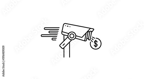 Wind Turbine Generating Income with Dollar Symbol, Renewable Energy Investment Concept, Sustainable Power Production, Green Economy Line Vector Illustration
