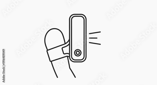 Smart Home Doorbell Camera Device with Motion Sensor Alert, Modern Security System Technology, Wireless Intercom Equipment, Home Protection Concept, Minimal Outline Vector Illustration
