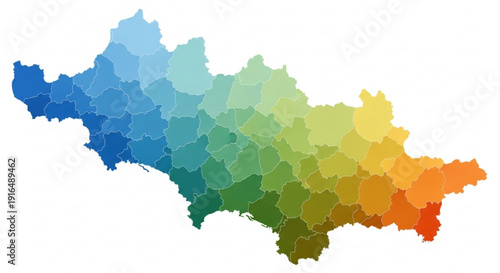 Vibrant gradient map of regions with diverse colors