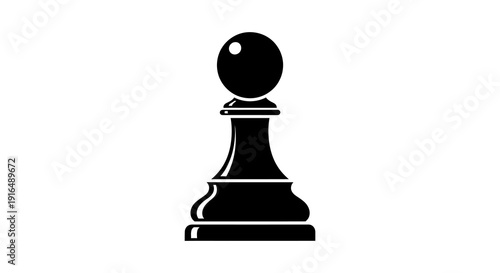 A stark black and white illustration of a chess pawn isolated on a clean white background high quality