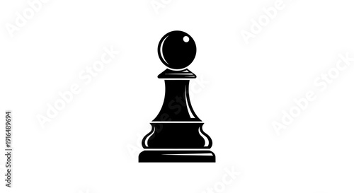 A stark black and white image depicts a single chess pawn isolated on a white background high quality