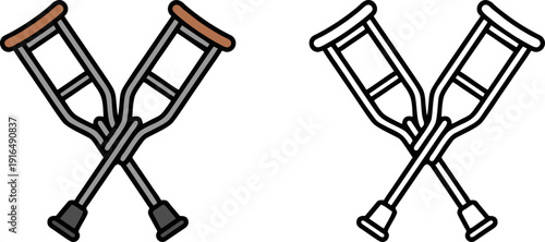 Medical Crutches Icon Vector for Injury Recovery and Mobility Assistance
