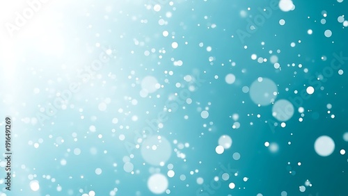 White bokeh spots on blue gradient background with sunlight white spots blue background