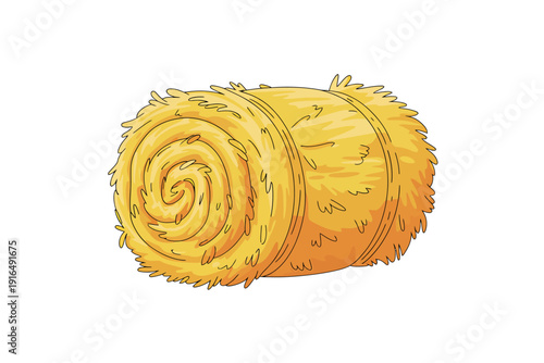 A large rolled up bale of hay on white background