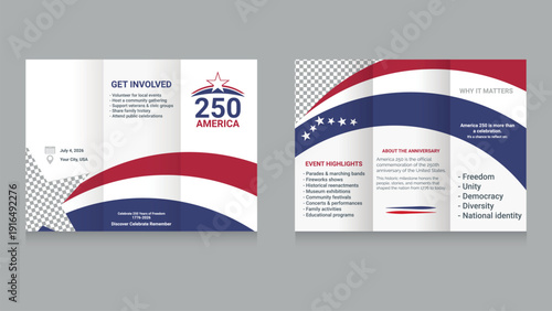America 250 Trifold Brochure Template for Independence Day 2026.