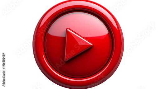 Free Download Red play button icon isolated on white background, perfect for video platforms, media projects, online content, app design, UI elements, or digital marketing visuals. - GFXLoad