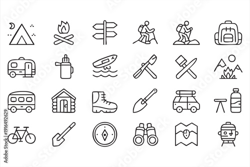 Caravan, Cabin and Forest Adventure Icon Pack