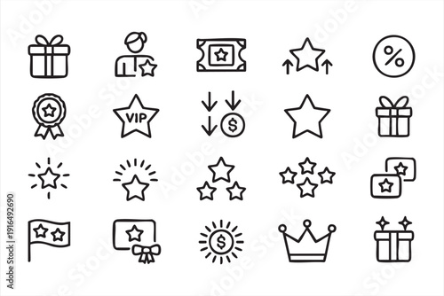 VIP and Premium Reward Outline Icon Collection