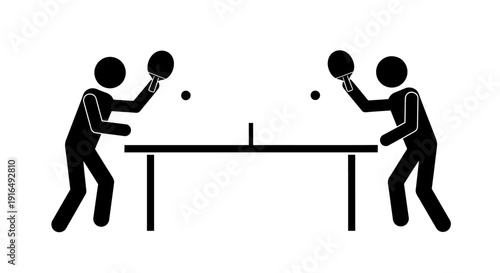 Two people playing ping pong with rackets and balls on table