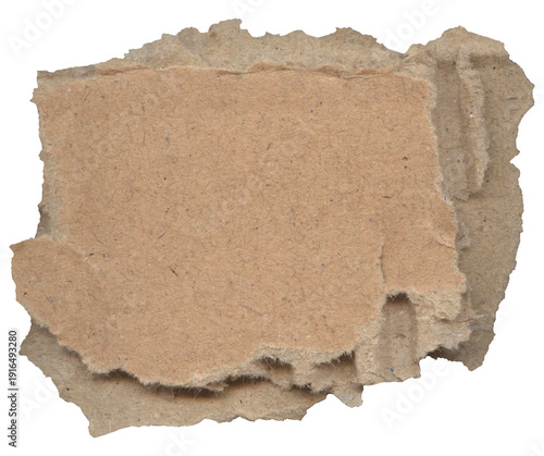 Wallpaper Mural Rough kraft cardboard paper cutout isolated on transparent background. Recycled texture ideal for eco branding, packaging mockups, collage design and handmade layouts. Torontodigital.ca