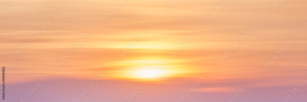 Obraz premium Panoramic view of the sunset sky, picturesque layered clouds, natural background, vector design