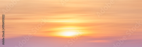 Panoramic view of the sunset sky, picturesque layered clouds, natural background, vector design