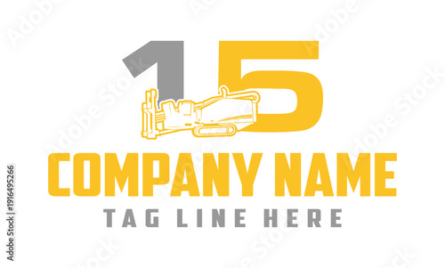 Number 15 Fiber Optic underground horizontal drilling laying machine logo design 