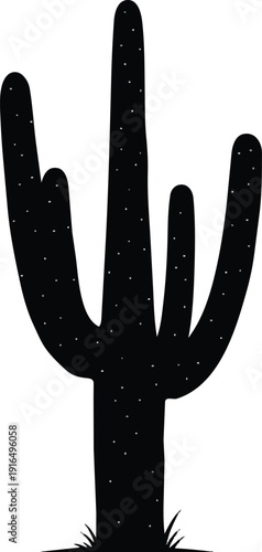 Silhouette of a Saguaro Cactus Plant.