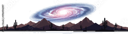 Galaxy Formation in Cosmic Space Illustration.