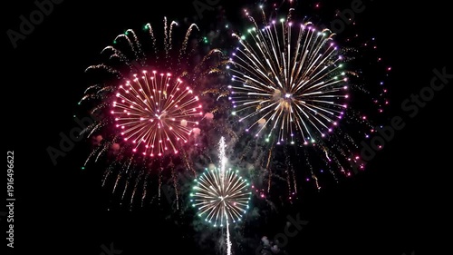 Brilliant fireworks in the night sky