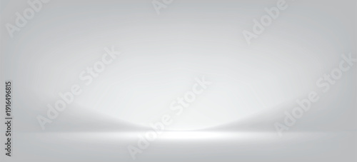 White grey studio room. Limbo light background. Abstract 3d gradient backdrop for product presentation. Minimal wall scene spotlight. Showcase, promotion display.