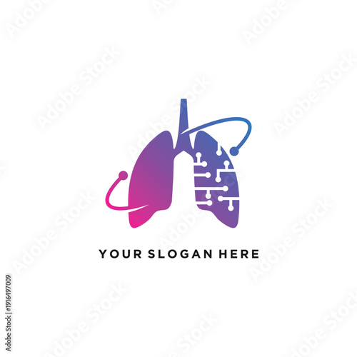 Innovative Lung Health Technology Logo Design for Medical Advancements.
