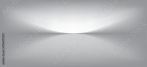 White grey studio room. Limbo light background. Abstract 3d gradient backdrop for product presentation. Minimal wall scene spotlight. Showcase, promotion display.