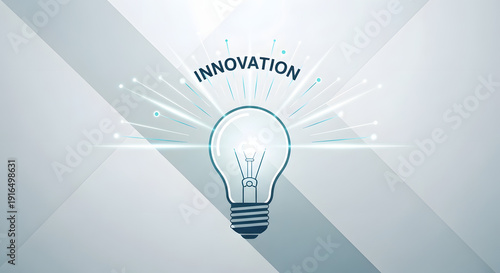 Wallpaper Mural A glowing lightbulb with radiating lines and the word "INNOVATION" symbolizes a bright new idea. Torontodigital.ca