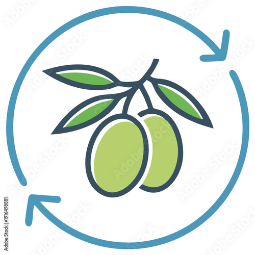 Sustainable Olive Farming and Production Cycle Vector Icon for Eco Friendly Products