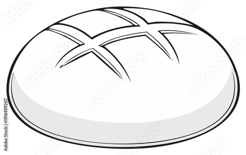 Oval Loaf Bread Outline Freshly Baked Crusty Sliced Wheat Whole Grain Bakery Homemade Staple Food Nutrition