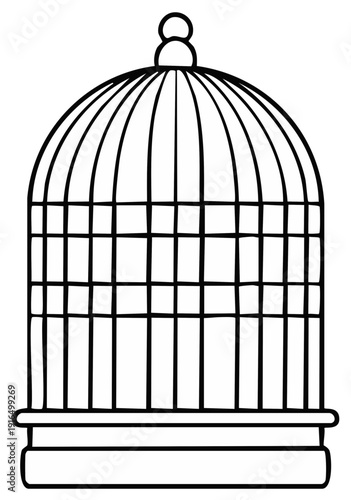 Birdcage Outline Illustration Traditional Ornamental Cages Isolated on White