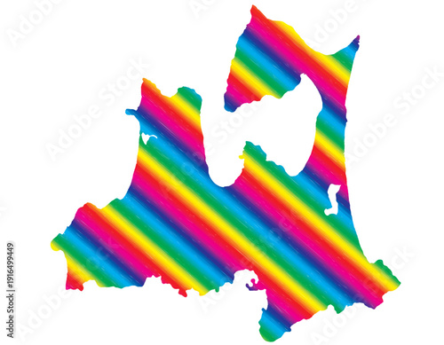 青森県　虹色　カラフル　縞模様　イラスト