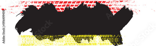 Grunge racing banner with tire track texture , perfect for motorsport design. Racing-inspired grunge background for automotive branding design. Vector illustration.