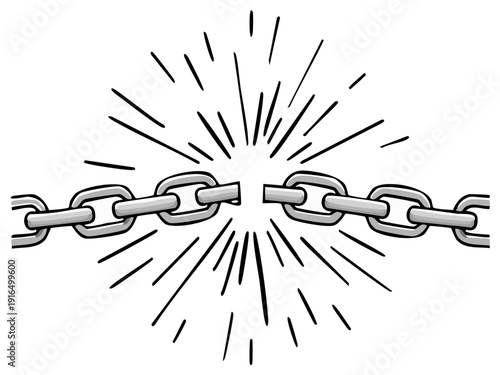 Chain links breaking, freedom, independence concept