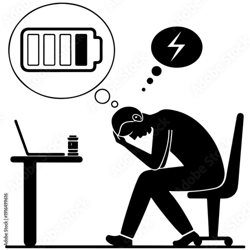 Person frustrated with low battery on laptop