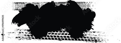 Grunge racing banner with tire track texture , perfect for motorsport design. Racing-inspired grunge background for automotive branding design. Vector illustration.