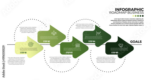 Business roadmap infographic vector for business presentation template, web, banner, annual, process etc. editable vector