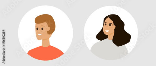 Vector flat illustration. Color avatar, user profile, face icon, profile picture. Suitable for social media profiles, icons, splash screens and as a template.