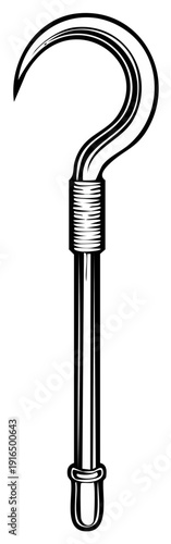 Vintage Question Mark Symbol Cane With Hook Top and Detailed Handle