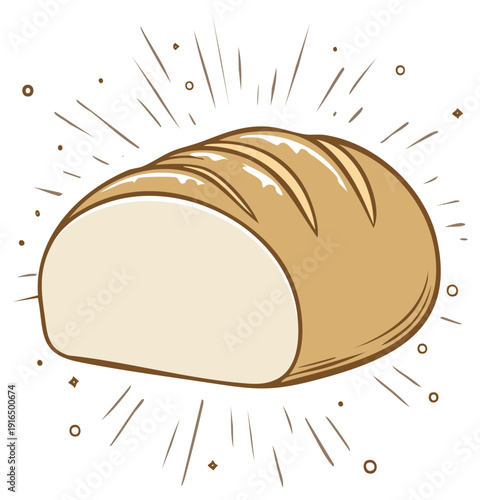 Fresh Baked Bread Loaf Hand Drawn Illustration Delicious Homemade Food Concept Bakery Products