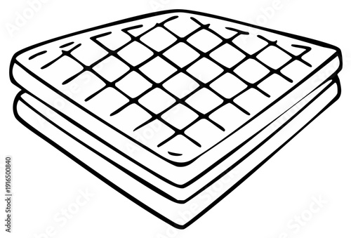 Quilted Mattress Pad Sketch Outline Drawing Bedding Comfort Element